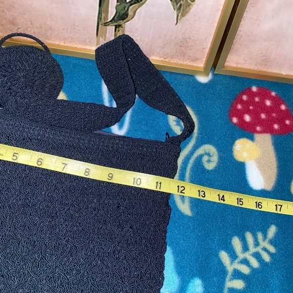 Vintage Nylon Knit Navy Blue Purse with attached change purse - Picture 8 of 13